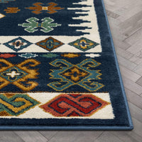 Ravia Blue Southwestern Medallion Area Rug