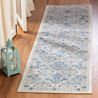 Damask Trellis Soft Area Rug, Light Grey / Blue