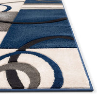 Good Vibes Belle Dark Blue Modern Abstract Geometric 3D Textured Soft Area Rug
