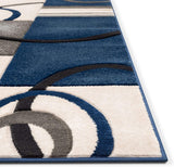 Good Vibes Belle Dark Blue Modern Abstract Geometric 3D Textured Soft Area Rug