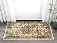 Sultan Medallion Ivory / Blue Oriental Area Rug Persian Floral