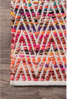 Handwoven Chevron Pattern Soft Magenta Texture Area Rug