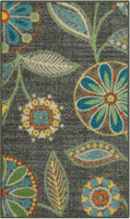 Maples Floral Non Skid Washable Grey Multi Area Rugs