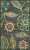 Maples Floral Non Skid Washable Grey Multi Area Rugs