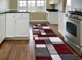 Modern Box Red Gray White Area Rug