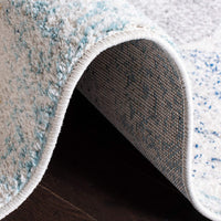 Geometric Trellis Distressed Ivory/blue  Soft Area Rug