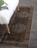 Modern Traditional Vintage Distressed Chocolate Brown Area Rug