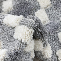 Mallorie Grey Cream  Tribal Ethnic High-Lo Textured | Diamond Medallion Area Rug