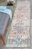 Vintage Medallion Floral Ivory Blue Soft Area Rug