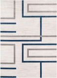 Good Vibes Fiona blue Modern Geometric Lines3D Texture Area Rug