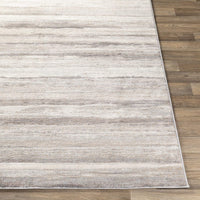Robin Modern Striped Soft Area Rug, Medium Gray/Camel