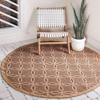 Trellis Geometric Border Indoor/ Outdoor Flat Weave Light Brown/ Brown