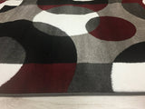 Circle Gray/Grey Burgundy Area Rug