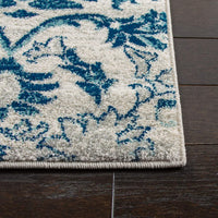 Evoke CollectionNon-Shedding Stain Resistant Living Room Bedroom Area Rug Ivory / Blue