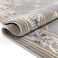 Timeless Fleur De Lis Traditional Area Rug Grey