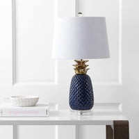 Pineapple 23" Ceramic LED Table Lamp Navy/Gold