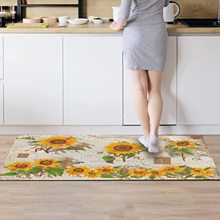  SIGOUYI Kitchen Mats for Floor, Farm Bee with Sunflowers Kitchen  Rugs, Kitchen Decor Runner Rug for Kitchen Organization, Anti-Fatigue Mats  Non-Slip Kitchen Mat for Laundry Room Office : Home & Kitchen