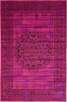 Modern Traditional Vintage Distressed Fuchsia Soft Area Rug