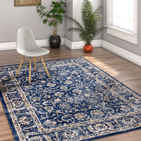 Essex Blue & Beige Vintage Traditional Persian Oriental Sarouk
