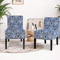 Fabric Accent Chair, Contemporary Leisure Side Chair w/Thick Sponge Cushion, Wood Legs, Weight Capacity 330 Lbs, Upholstered Armless Accent Chair for Living Room, Bedroom (1, Sapphire)