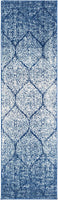 Geometric Trellis Distressed Navy/blue  Soft Area Rug