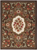 Modern Floral Low Profile Pile Indoor Area Rugs Brown
