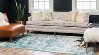 Vintage Distressed Turquoise Blue Area Rugs