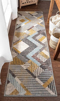Jacey Grey Modern Geometric Boxes & Shapes Pattern Area Rug