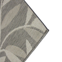Grey Leaf Tropical Indoor Outdoor Patio Area Rug