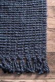 Chunky Loop Navy Blue   Jute Rug - Multiple sizes available