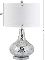 Emilia 26" Mirrored Mosaic LED Table Lamp Silver