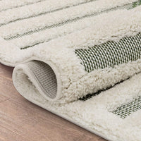Bellagio Luna Tribal Moroccan Diamond Pattern Green High-Low Flat-Weave Area  Rug