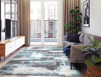 Abstract Soft  Area Rug Gray Blue