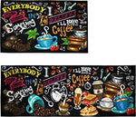 UpNUpCo Artistic and Colorful for Floor Non Slip Kitchen Rugs and Mats Kitchen Mat Set Farmhouse Kitchen Rugs - Barista Coffee House Chalk Art -2 Pieces - 30"x17" + 47”x17