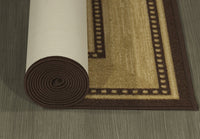 Brown Bordered Design Area Rug - Non-Slip/ No Skid