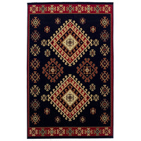 Southwest Style Bordered Black Area Rug