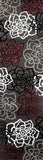 Floral Gray/Grey Red White Area Rug