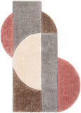 Modern Geometric Shag Blush Grey 3D Textured Thick Soft Shag Area Rug