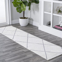 JONATHAN Y Minimalist Diamond Trellis soft Area Rug Bedroom Kitchen Multi/White