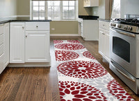 Floral Gray/Grey Red Area Rug