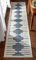 Bellagio Luna Tribal Moroccan Diamond Pattern Blue High-Low Flat-WeaveArea Rug