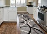 Contemporary Circles Pattern Gray Black Area Rugs