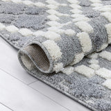 Mallorie Grey Cream  Tribal Ethnic High-Lo Textured | Diamond Medallion Area Rug