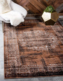 Modern Traditional Vintage Distressed Chocolate Brown Area Rug