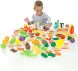 115-Piece Deluxe Tasty Treats Pretend Play Food Set, Plastic Grocery and Pantry Items ,Gift for Ages 3+