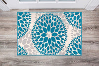 Floral Gray/Grey Turquoise Blue Area Rug