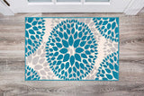 Floral Gray/Grey Turquoise Blue Area Rug