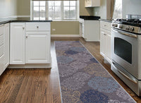 Gray Floral Area Rug Non-Slip/ No Skid