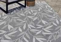 Grey Leaf Tropical Indoor Outdoor Patio Area Rug