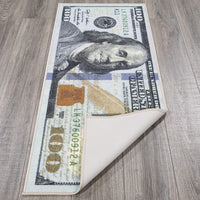 Hundred Dollar Bill Runner Rug, 22" x 53', Multicolor